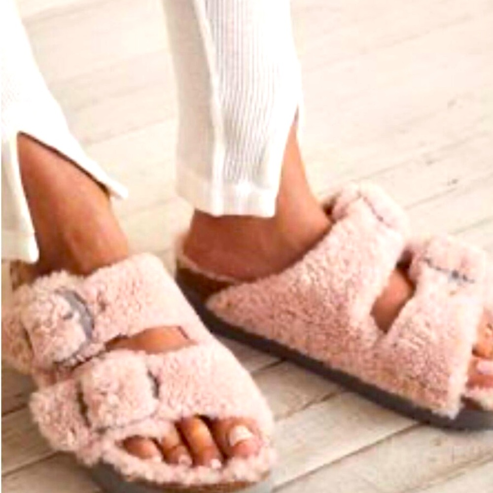 Birkenstock Papillio Soft Pink Shearling Sandals